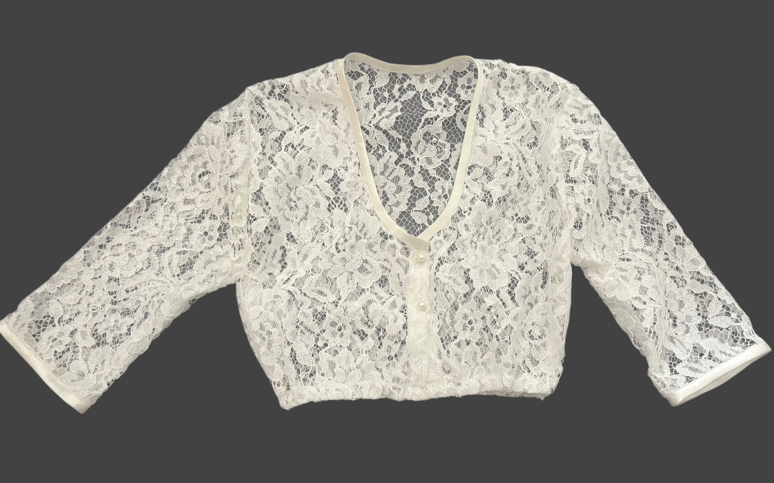 Lace Dirndl Blouse with 3/4 Sleeves - #ffffff