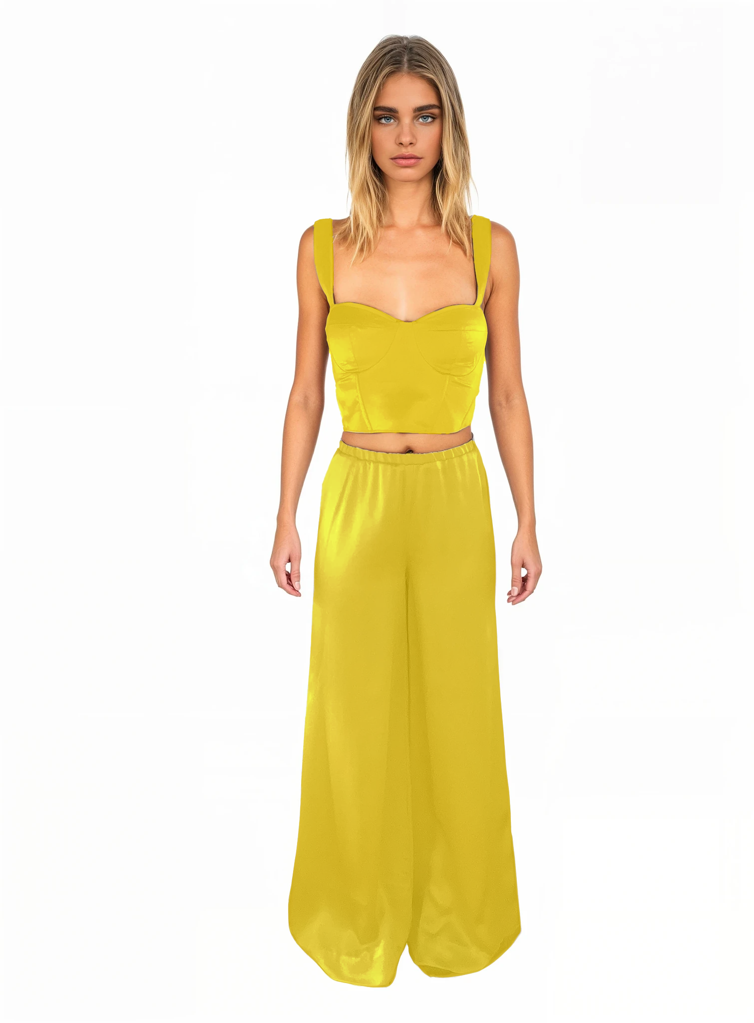 Silk corset top - #f3dd19