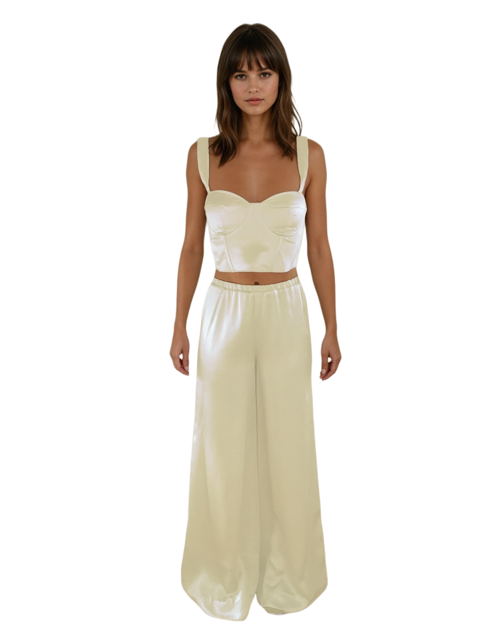 Silk corset top - #f9f8ec