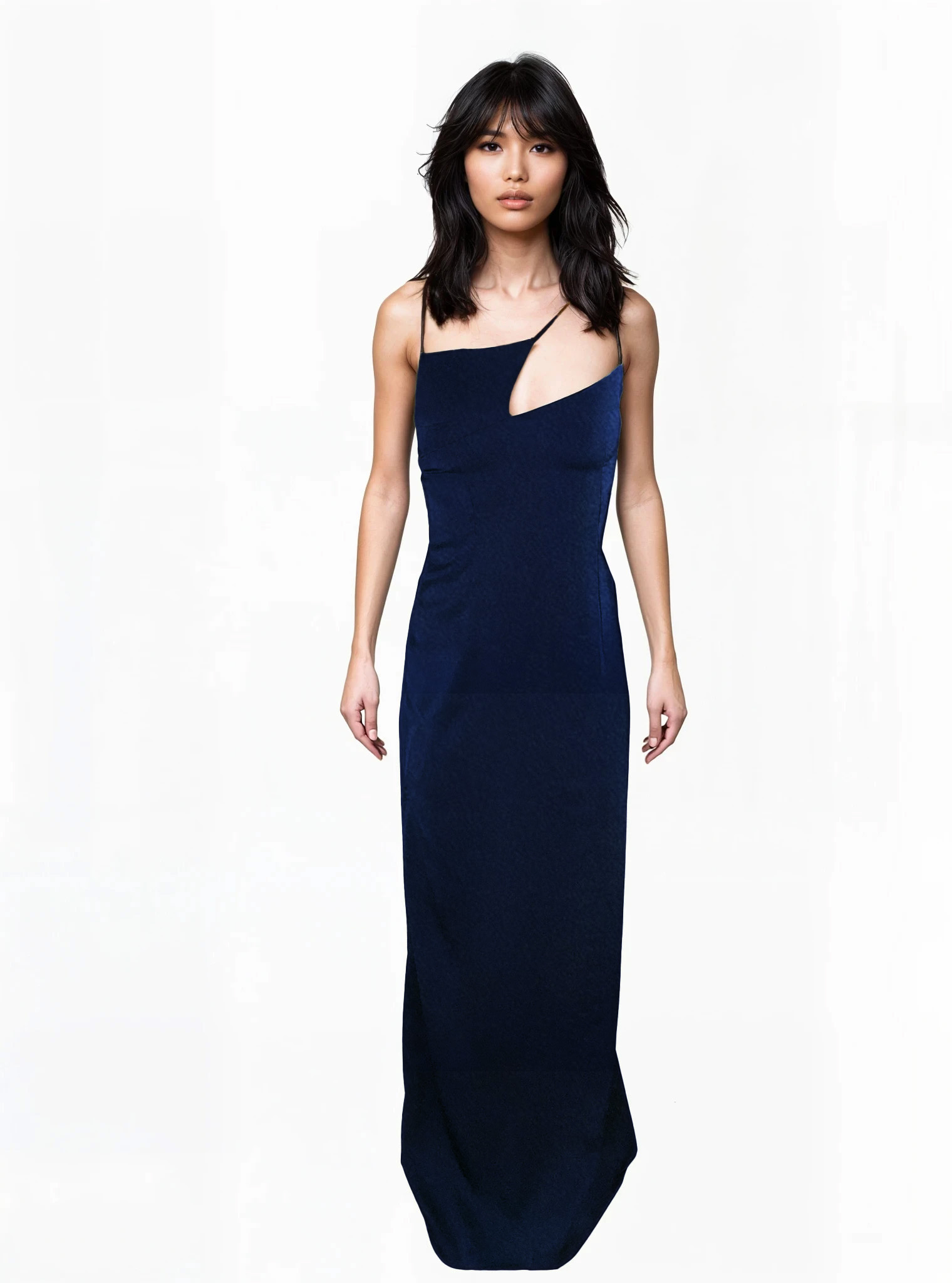 Asymmetric Satin Evening Dress