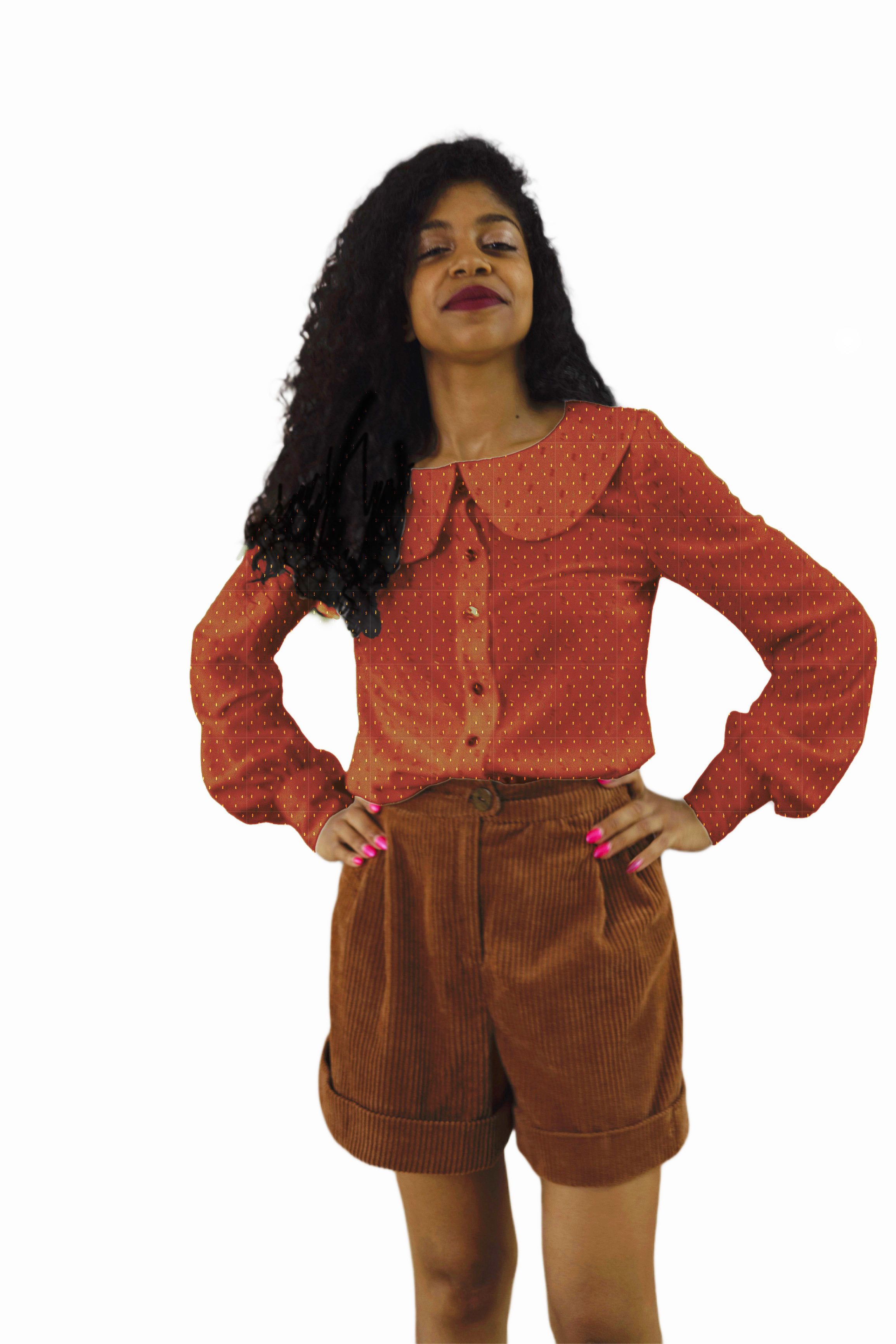 Lantern sleeve blouse - #d95000