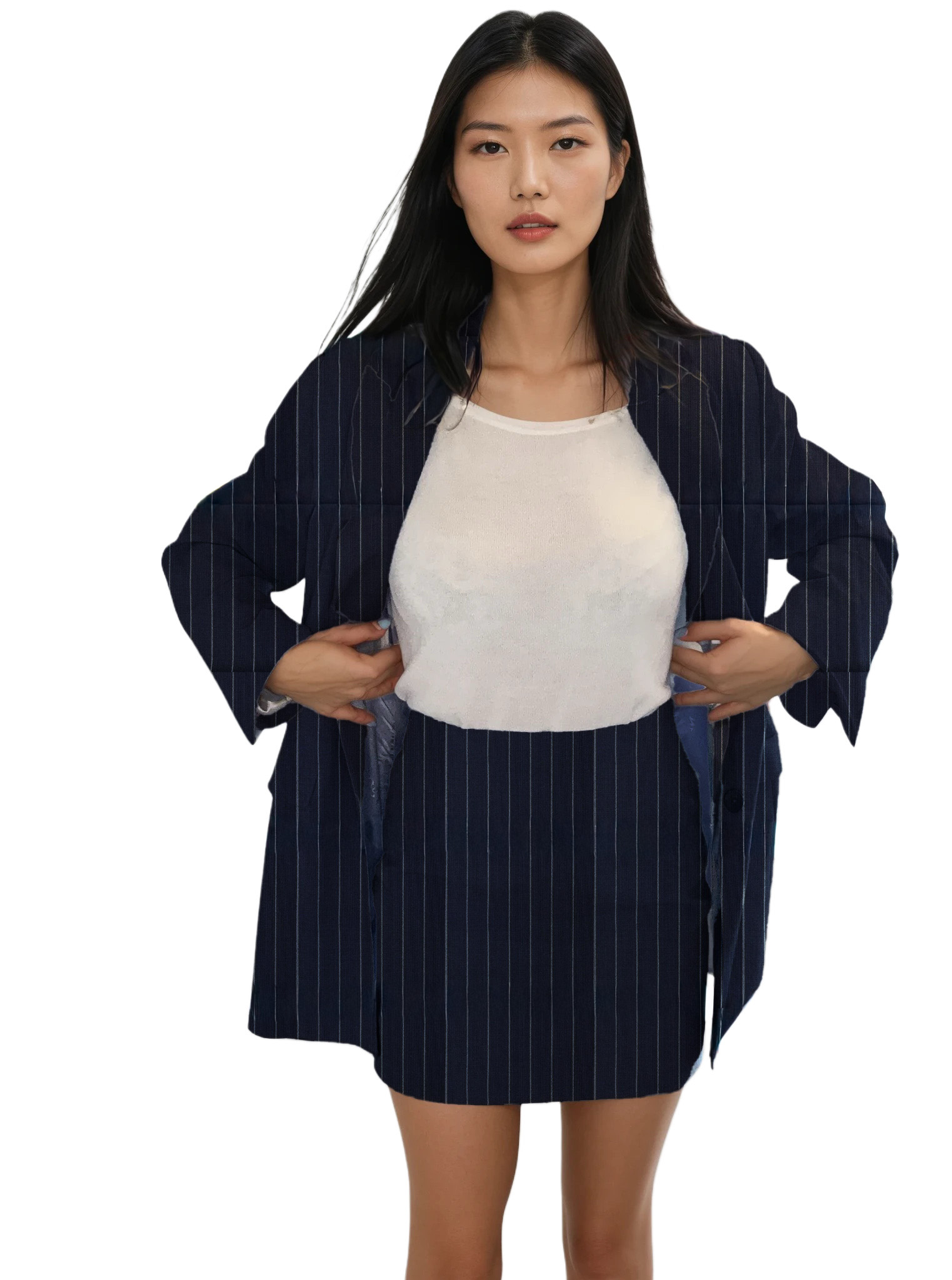 Lightweight wool mini skirt - #001e57