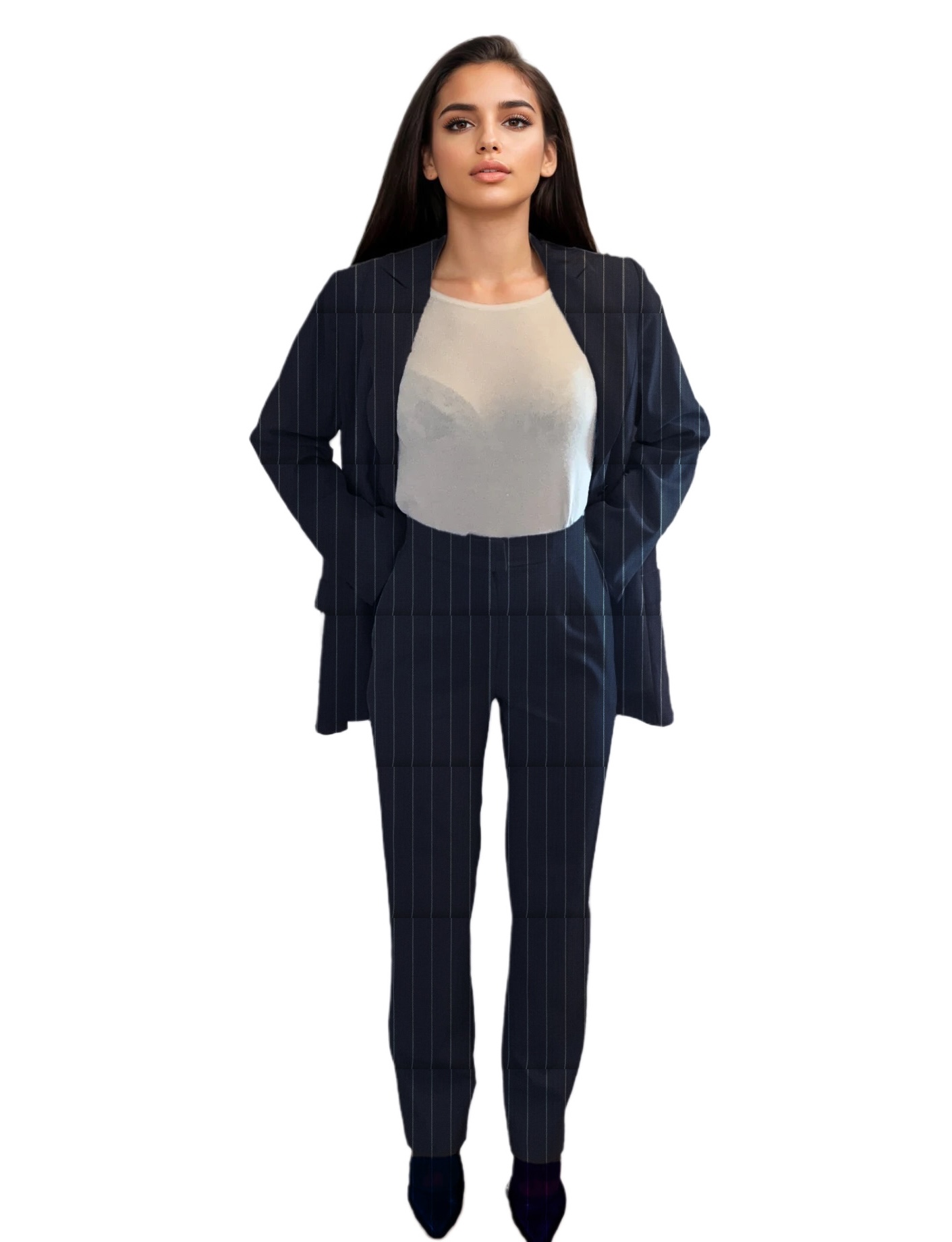 Lightweight wool sigarette trousers - #001e57