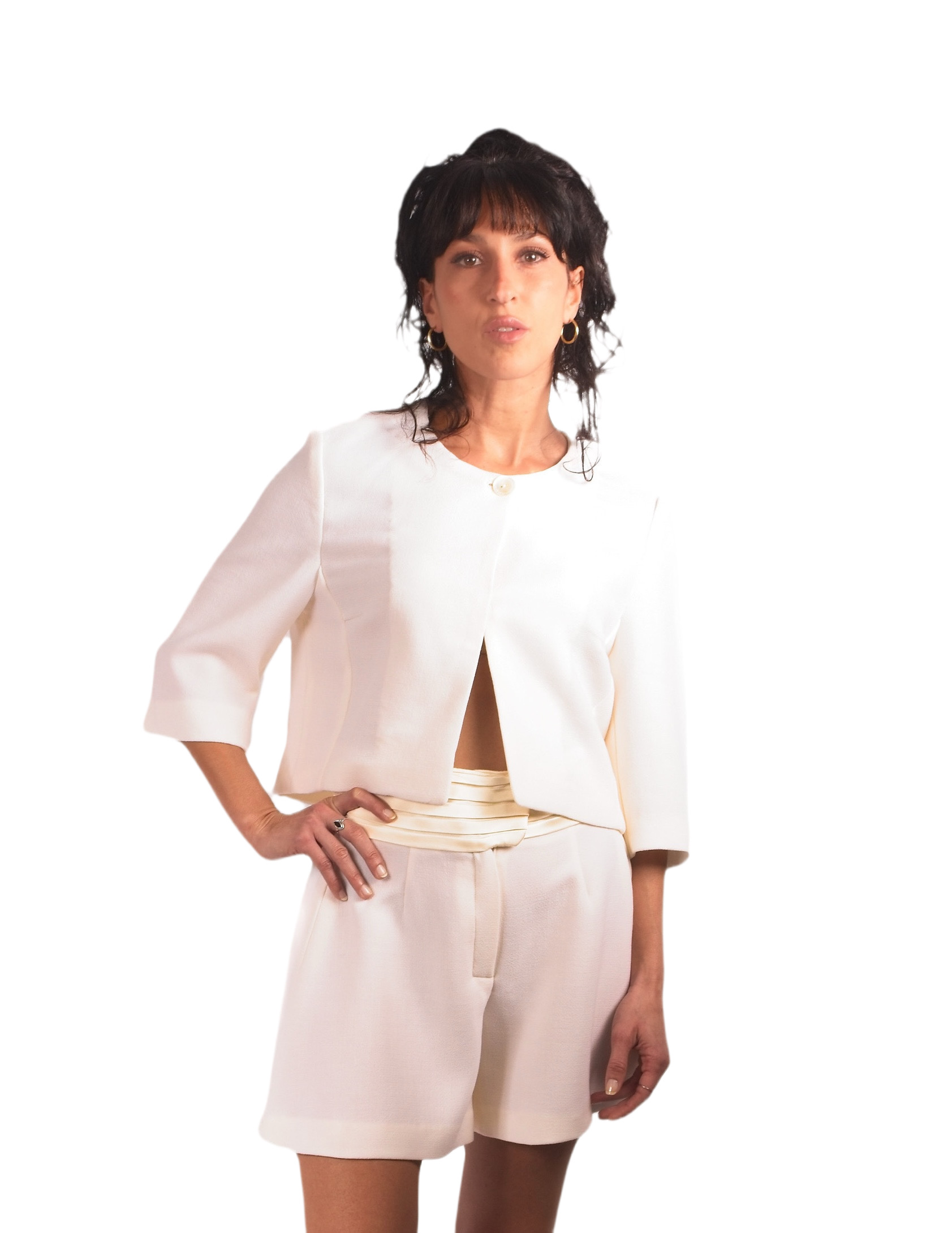 Cropped Wool Crepe Jacket